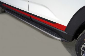 Пороги алюминиевые с пластиковой накладкой, ТСС Тюнинг Changan CS35 Plus (2018-2025) дорестайлинг, рестайлинг (карбон серые)