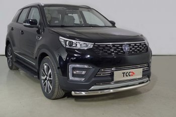Защита переднего бампера нижняя d60,3 мм ТСС Тюнинг Changan CS55 (2017-2025) дорестайлинг, рестайлинг (нержавейка)