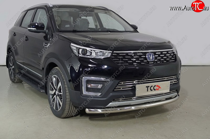 15 999 р. Защита переднего бампера нижняя d60,3 мм ТСС Тюнинг  Changan CS55 (2017-2025) дорестайлинг, рестайлинг (нержавейка)  с доставкой в г. Майкоп