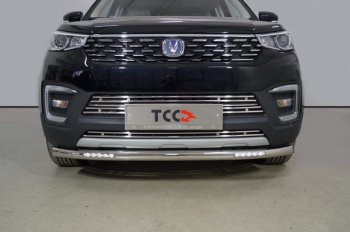 Защита переднего бампера нижняя с ДХО 60,3 мм ТСС Тюнинг Changan CS55 (2017-2025) дорестайлинг, рестайлинг (нержавейка)