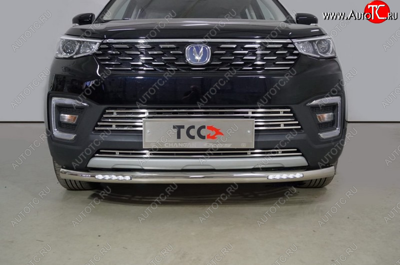 32 799 р. Защита переднего бампера нижняя с ДХО 60,3 мм ТСС Тюнинг  Changan CS55 (2017-2025) дорестайлинг, рестайлинг (нержавейка)  с доставкой в г. Майкоп