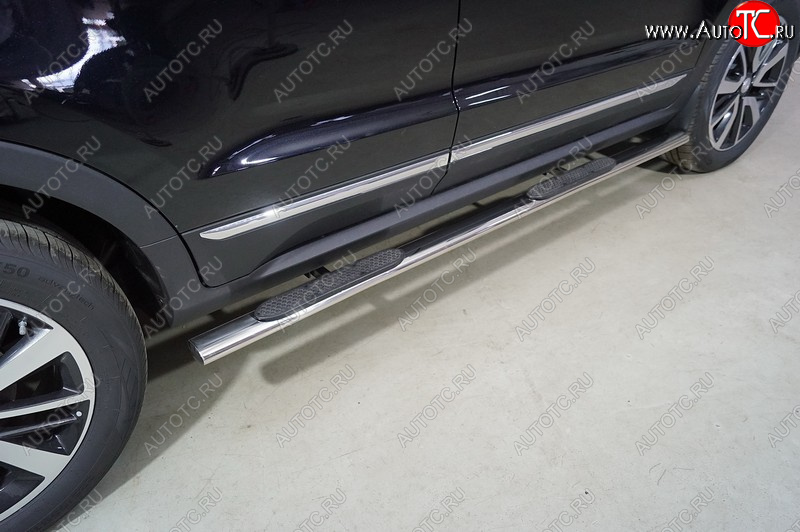 31 849 р. Пороги овальные с накладкой 72*42 мм ТСС Тюнинг  Changan CS55 (2017-2025) дорестайлинг, рестайлинг (серые)  с доставкой в г. Майкоп