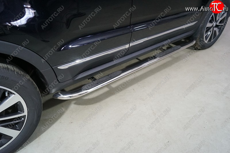 34 749 р. Пороги овальные гнутые с накладкой 75х42 мм ТСС Тюнинг  Changan CS55 (2017-2025) дорестайлинг, рестайлинг (серые)  с доставкой в г. Майкоп