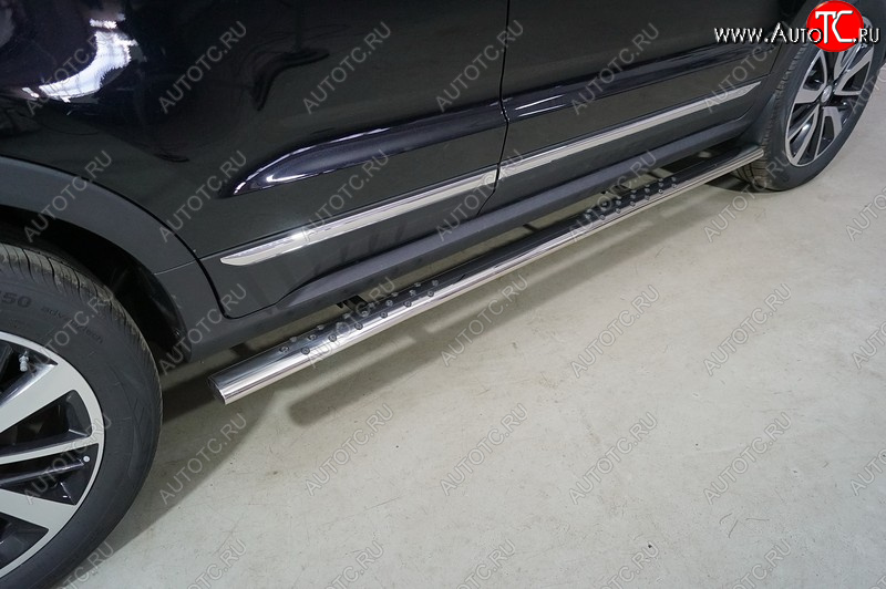 33 749 р. Пороги овальные с проступью 75х42 мм ТСС Тюнинг Changan CS55 Plus (2021-2025) (серые)  с доставкой в г. Майкоп