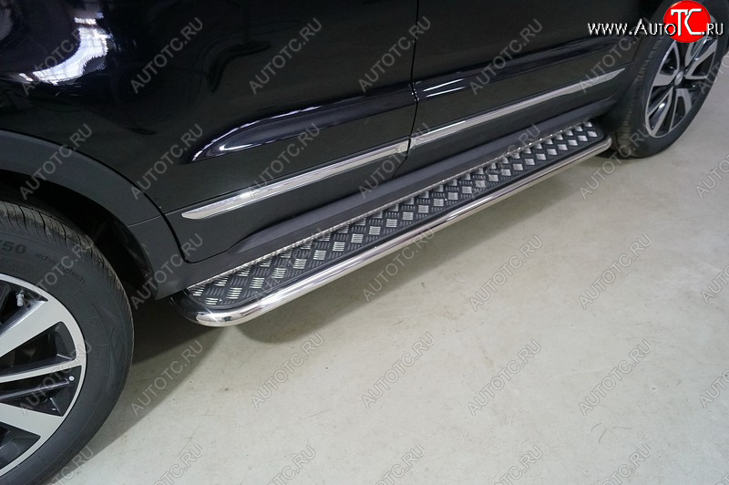 30 549 р. Пороги с площадкой 42,4 мм ТСС Тюнинг Changan CS55 рестайлинг (2018-2025) (серые)  с доставкой в г. Майкоп