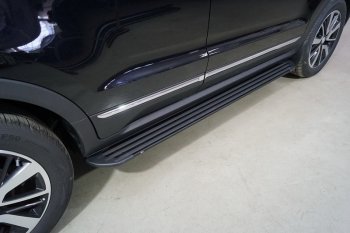 Пороги алюминиевые Slim Line ТСС Тюнинг Changan CS55 рестайлинг (2018-2025) (Black)