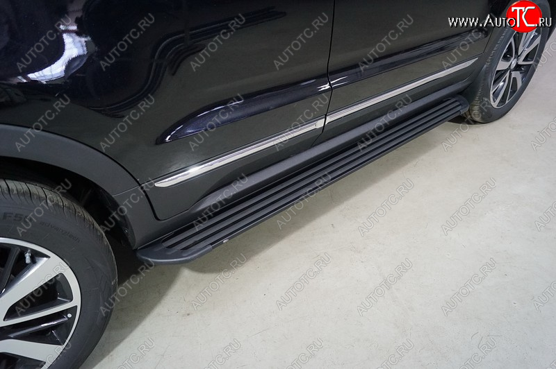 21 999 р. Пороги алюминиевые Slim Line ТСС Тюнинг Changan CS55 дорестайлинг (2017-2018) (Black)  с доставкой в г. Майкоп
