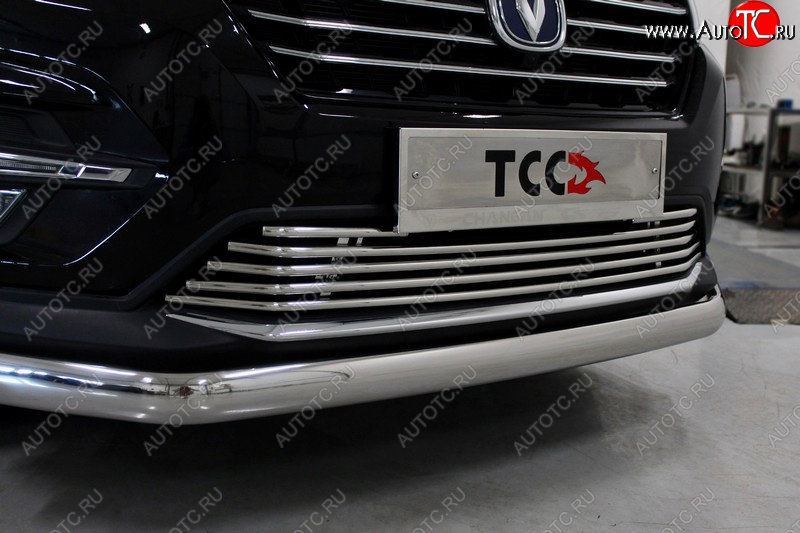 7 899 р. Декоративная вставка переднего бампера ТСС Тюнинг  Changan CS75 (2018-2022) 1-ый рестайлинг (d 16 мм)  с доставкой в г. Майкоп