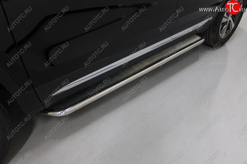 41 649 р. Пороги с площадкой 42,4 мм ТСС Тюнинг  Changan CS75 (2018-2022) 1-ый рестайлинг (нержавейка)  с доставкой в г. Майкоп