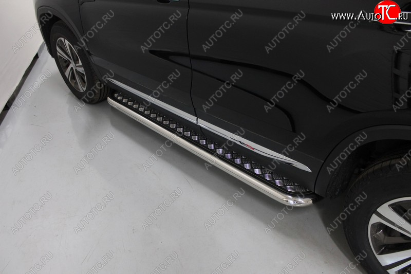 41 849 р. Пороги с площадкой 60,3 мм ТСС Тюнинг  Changan CS75 (2018-2022) 1-ый рестайлинг (серые)  с доставкой в г. Майкоп