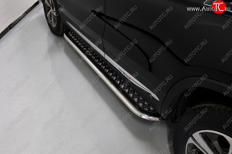50 949 р. Пороги с площадкой 75*42 мм ТСС Тюнинг Changan CS75 1-ый рестайлинг (2018-2022) (серые)  с доставкой в г. Майкоп