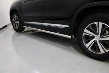 Защита порогов труба d60,3 мм ТСС Тюнинг Changan CS75 1-ый рестайлинг (2018-2022) (серые)