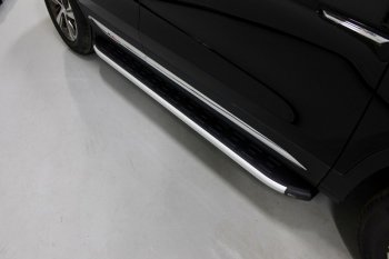 Пороги алюминиевые с пластиковой накладкой ТСС Тюнинг Changan CS75 (2018-2022) 1-ый рестайлинг (серые)