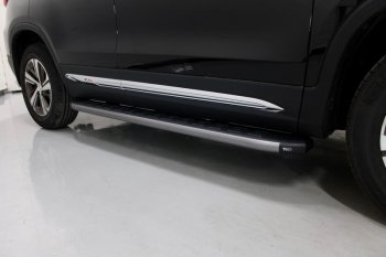 Пороги алюминиевые с пластиковой накладкой, ТСС Тюнинг Changan CS75 (2018-2022) 1-ый рестайлинг (карбон серые)