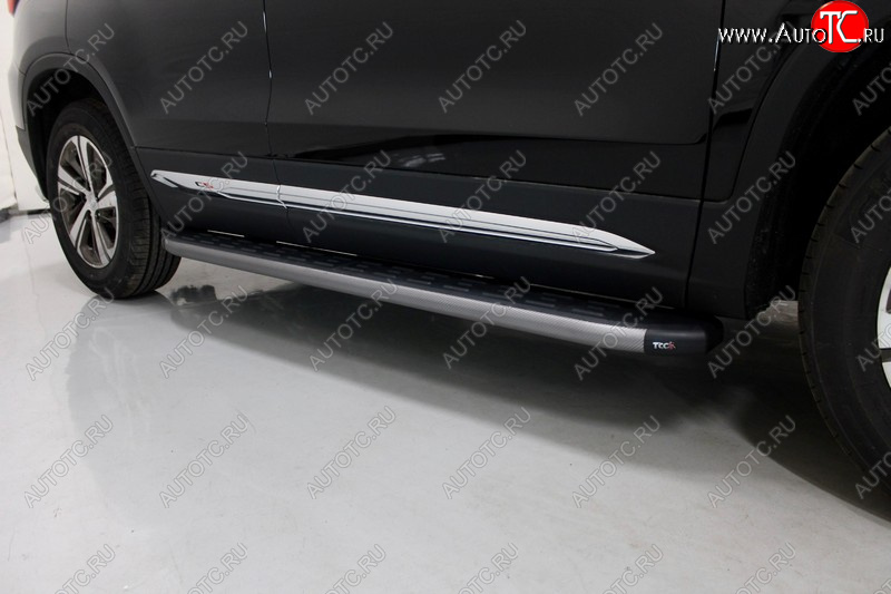 21 999 р. Пороги алюминиевые с пластиковой накладкой, ТСС Тюнинг  Changan CS75 (2018-2022) 1-ый рестайлинг (карбон серые)  с доставкой в г. Майкоп