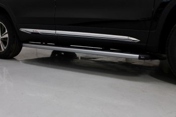 Пороги алюминиевые с пластиковой накладкой, ТСС Тюнинг Changan CS75 (2018-2022) 1-ый рестайлинг (карбон серебро)