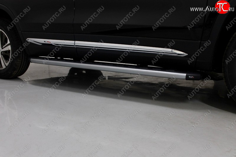 21 999 р. Пороги алюминиевые с пластиковой накладкой, ТСС Тюнинг  Changan CS75 (2018-2022) 1-ый рестайлинг (карбон серебро)  с доставкой в г. Майкоп