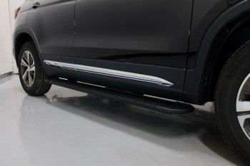 Пороги алюминиевые Slim Line ТСС Тюнинг Changan CS75 (2018-2022) 1-ый рестайлинг (Black)