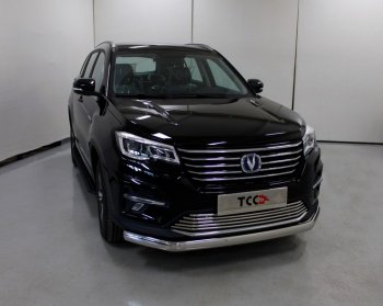 Защита переднего бампера нижняя овальная 75х42 мм ТСС Тюнинг Changan CS75 (2018-2022) 1-ый рестайлинг (нержавейка)
