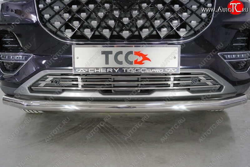 7 349 р. Нижняя декоративная вставка в бампер ТСС Тюнинг  Chery Tiggo 8 PRO (2021-2025) (d 12 мм)  с доставкой в г. Майкоп