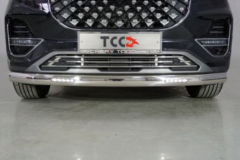 Защита переднего бампера овальная с ДХО 75х42 мм ТСС Тюнинг Chery Tiggo 8 PRO (2021-2025) (нержавейка)