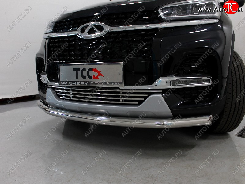 7 349 р. Нижняя декоративная вставка в бампер ТСС Тюнинг  Chery Tiggo 8  (T18) (2019-2025) рестайлинг (d 12 мм)  с доставкой в г. Майкоп