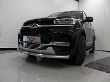 Защита переднего бампера нижняя d60,3 мм ТСС Тюнинг Chery Tiggo 8 (T18) рестайлинг (2019-2025) (нержавейка)