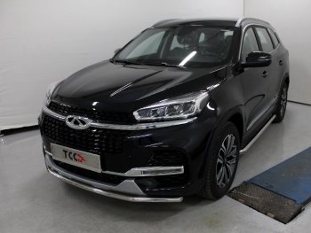 Защита переднего бампера нижняя d42,4 мм ТСС Тюнинг Chery Tiggo 8 (T18) рестайлинг (2019-2025) (нержавейка)