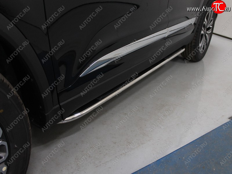 34 749 р. Пороги овальные гнутые с накладкой 75х42 мм ТСС Тюнинг  Chery Tiggo 8  (T18) (2019-2025) рестайлинг (серые)  с доставкой в г. Майкоп