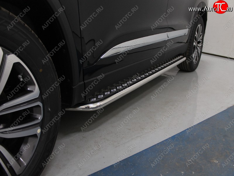 30 099 р. Пороги с площадкой 42,4 мм ТСС Тюнинг Chery Tiggo 8 1 T18 рестайлинг (2019-2023) (серые)  с доставкой в г. Майкоп