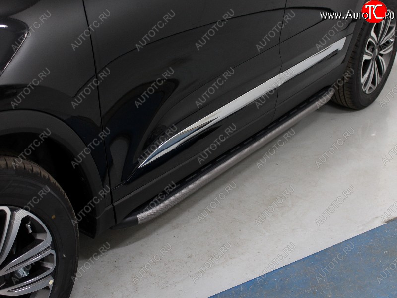 21 999 р. Пороги алюминиевые с пластиковой накладкой ТСС Тюнинг  Chery Tiggo 8  (T18) (2019-2025) рестайлинг (карбон серые)  с доставкой в г. Майкоп