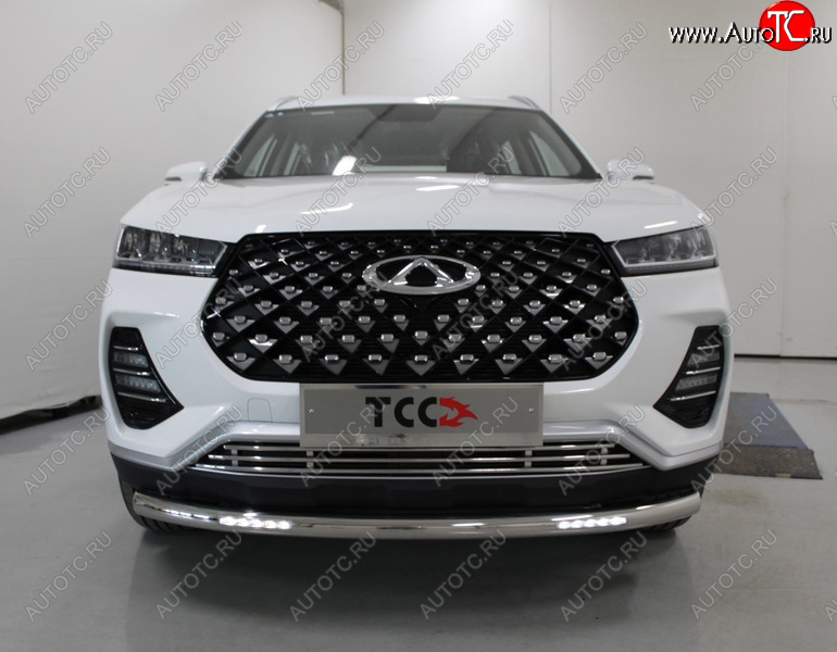 35 749 р. Защита переднего бампера нижняя с ДХО 60,3 мм ТСС Тюнинг  Chery Tiggo 7 PRO (2019-2025) (нержавейка)  с доставкой в г. Майкоп