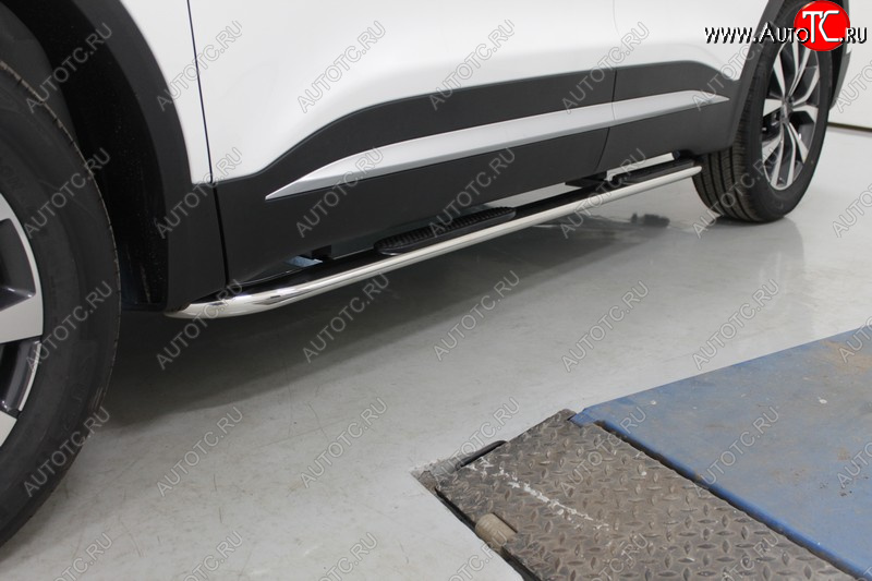 34 749 р. Пороги овальные гнутые с накладкой 75х42 мм ТСС Тюнинг  Chery Tiggo 7 PRO (2019-2025) (серые)  с доставкой в г. Майкоп