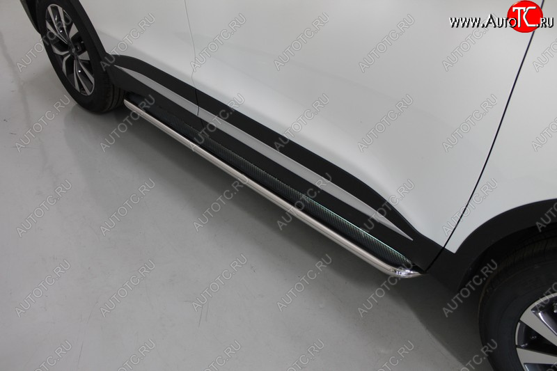 38 999 р. Пороги с площадкой 42,4 мм ТСС Тюнинг Chery Tiggo 7 PRO (2019-2025) (нержавейка)  с доставкой в г. Майкоп