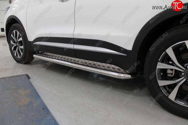 34 799 р. Пороги с площадкой 60,3 мм ТСС Тюнинг Chery Tiggo 7 PRO (2019-2025) (серые)  с доставкой в г. Майкоп