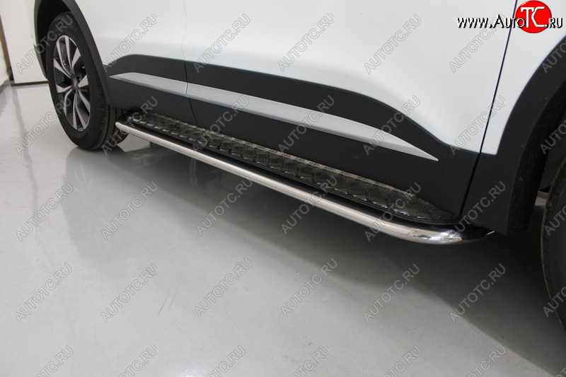 42 999 р. Пороги с площадкой 75*42 мм ТСС Тюнинг Chery Tiggo 7 PRO (2019-2025) (серые)  с доставкой в г. Майкоп