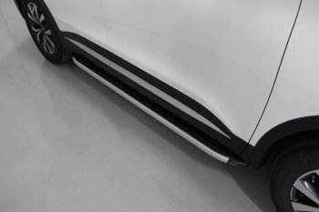 Пороги алюминиевые с пластиковой накладкой ТСС Тюнинг Chery Tiggo 7 PRO (2019-2025) (серые)