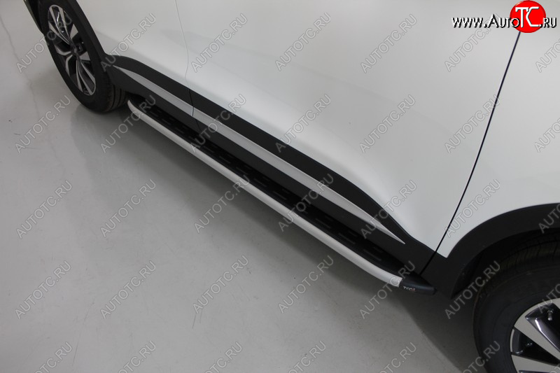 20 599 р. Пороги алюминиевые с пластиковой накладкой ТСС Тюнинг  Chery Tiggo 7 PRO (2019-2025) (серые)  с доставкой в г. Майкоп