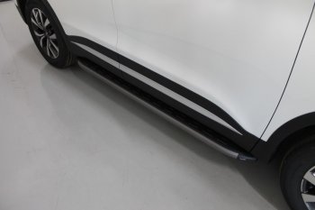 Пороги алюминиевые с пластиковой накладкой ТСС Тюнинг Chery Tiggo 7 PRO (2019-2025) (карбон серые)