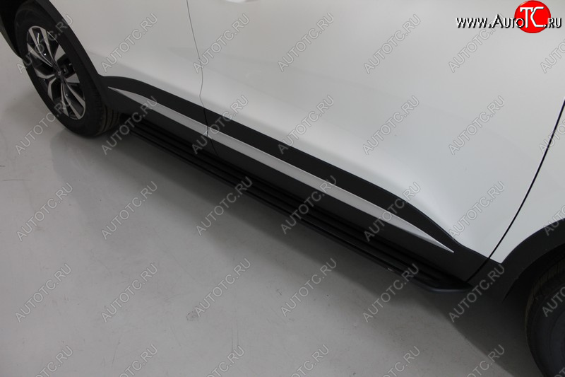 21 999 р. Пороги алюминиевые, ТСС Тюнинг  Chery Tiggo 7 PRO (2019-2025) (Slim Line Black)  с доставкой в г. Майкоп