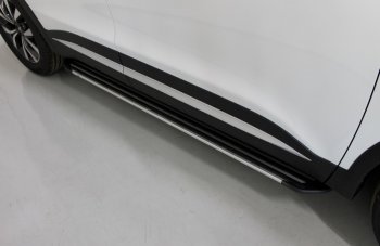 Пороги алюминиевые Slim Line ТСС Тюнинг Chery Tiggo 7 PRO (2019-2025) (Silver)