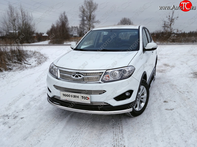 17 649 р. Защита переднего бампера нижняя d60,3 мм ТСС Тюнинг  Chery Tiggo 5  (T21) (2014-2017) дорестайлинг (нержавейка)  с доставкой в г. Майкоп