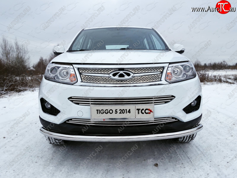 4 299 р. Нижняя декоративная вставка в бампер ТСС Тюнинг  Chery Tiggo 5  (T21) (2014-2017) дорестайлинг (d 12 мм)  с доставкой в г. Майкоп