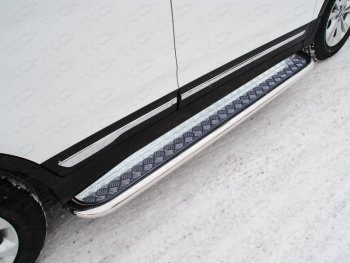 Пороги с площадкой 60,3 мм ТСС Тюнинг Chery Tiggo 5 (T21) дорестайлинг (2014-2017) (серые)