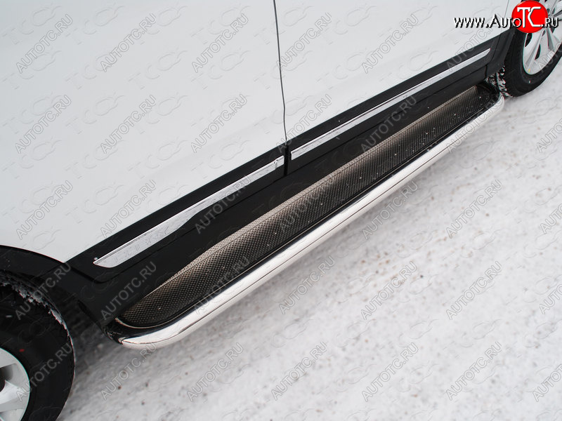 41 749 р. Пороги с площадкой 60,3 мм ТСС Тюнинг Chery Tiggo 5 (T21) дорестайлинг (2014-2017) (нержавейка)  с доставкой в г. Майкоп