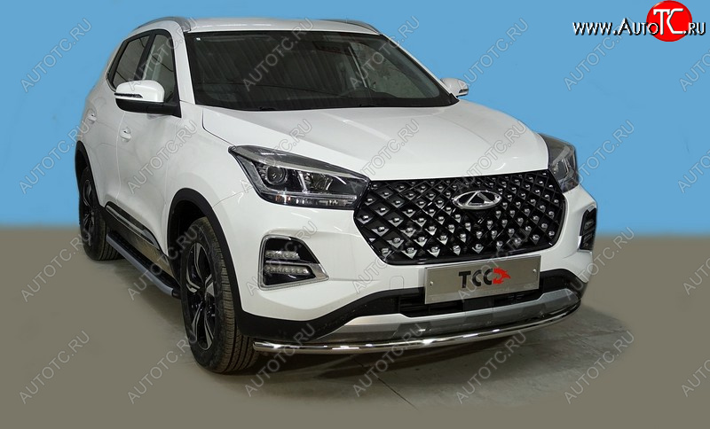 14 499 р. Защита переднего бампера нижняя d42,4 мм ТСС Тюнинг  Chery Tiggo 4 Pro (2021-2025) (нержавейка)  с доставкой в г. Майкоп