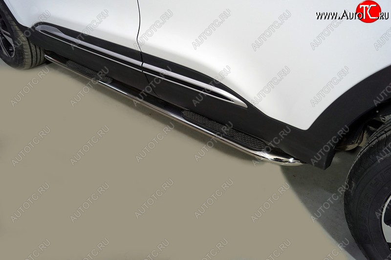 32 799 р. Пороги овальные гнутые с накладкой 75х42 мм ТСС Тюнинг  Chery Tiggo 4 Pro (2021-2025) (серые)  с доставкой в г. Майкоп