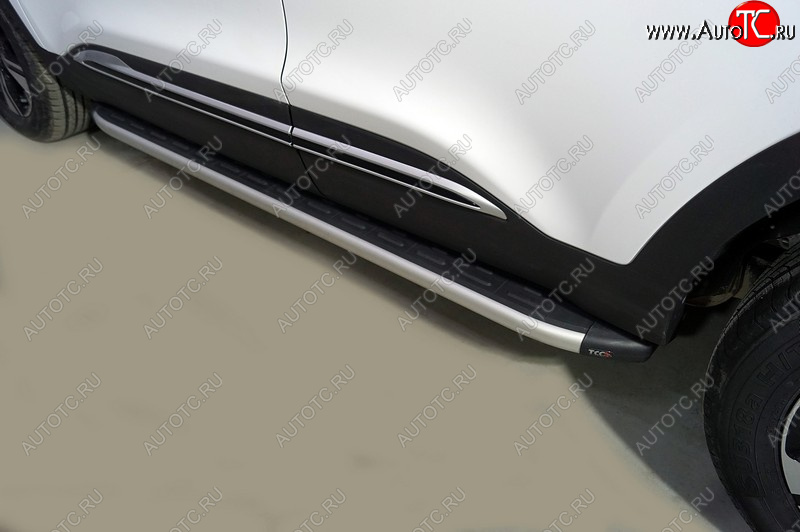 20 599 р. Пороги алюминиевые с пластиковой накладкой ТСС Тюнинг  Chery Tiggo 4 Pro (2021-2025) (серые)  с доставкой в г. Майкоп
