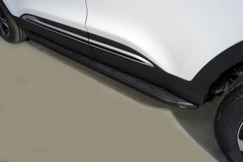 Пороги алюминиевые с пластиковой накладкой ТСС Тюнинг Chery Tiggo 4 Pro (2021-2025) (карбон черные)