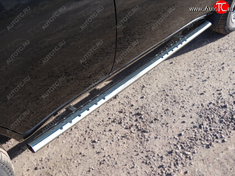 31 399 р. Пороги овальные с проступью 75х42 мм ТСС Тюнинг Chery Tiggo T11 рестайлинг (2013-2016) (серые)  с доставкой в г. Майкоп